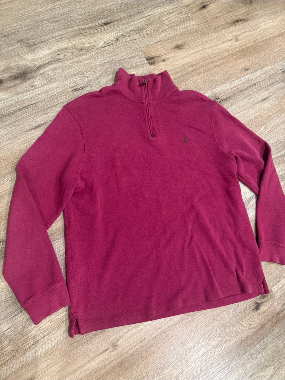 Polo by Ralph Lauren Men's Raspberry Half-Zip Green Pony XL